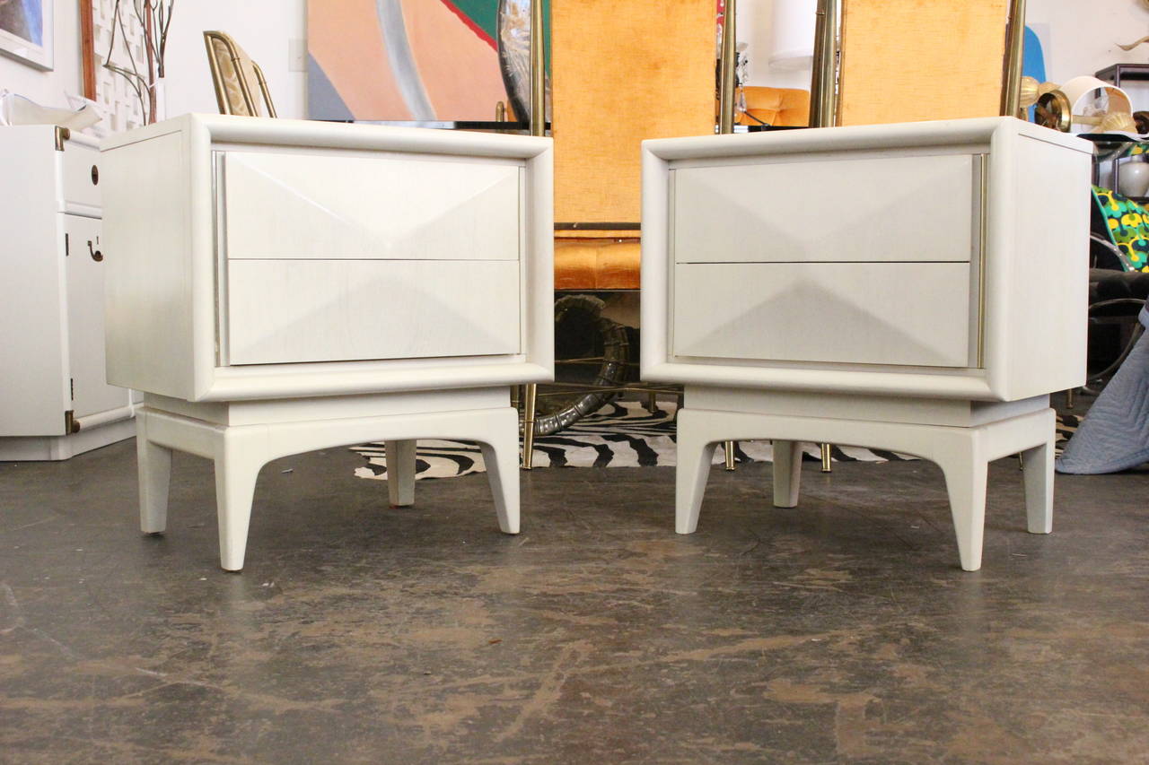 Pair of Diamond Front Nightstands by United Furniture 1