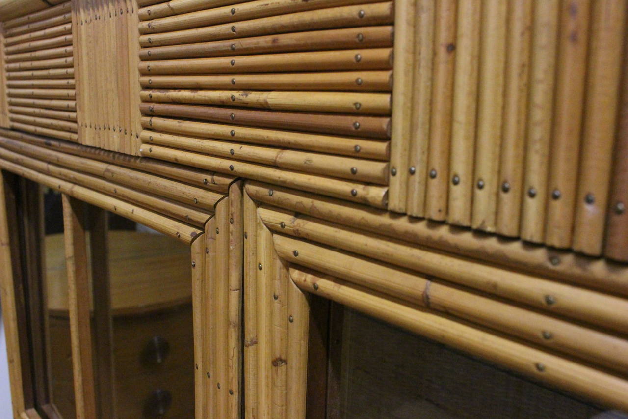 Reeded Bamboo Hutch in the Style of Gabriella Crispi 2