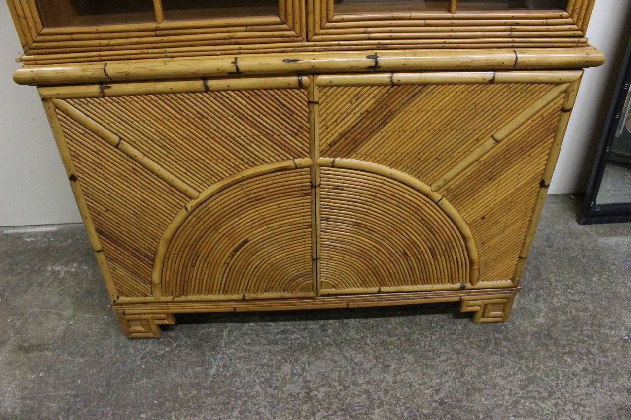 Reeded Bamboo Hutch in the Style of Gabriella Crispi 1