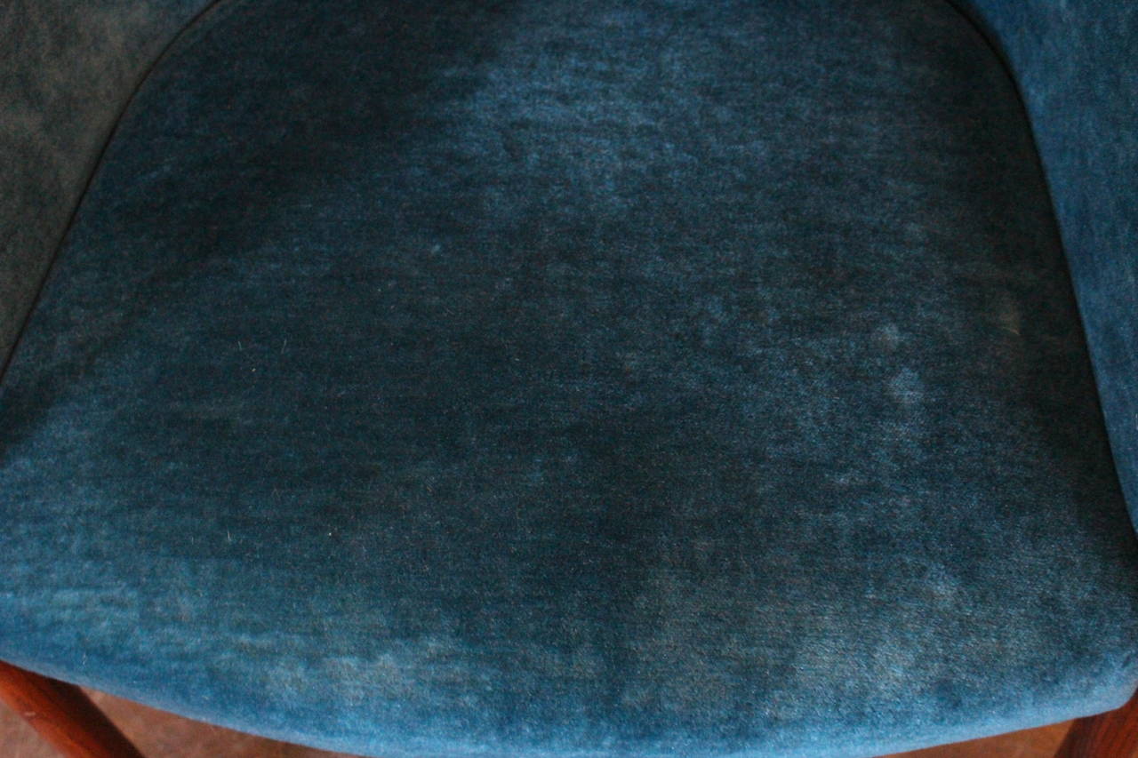 Pair of 1970s Sapphire Blue Mohair Chairs by Ward Bennett 4