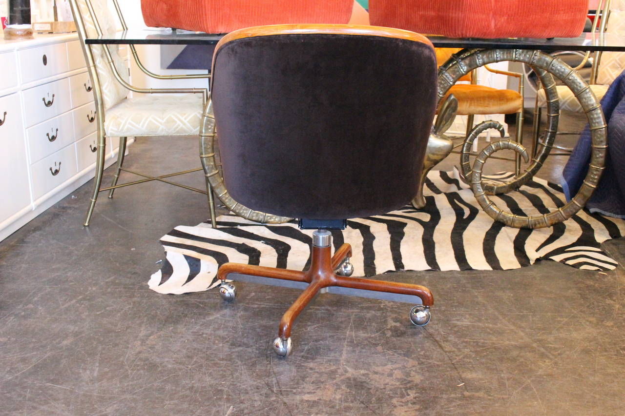 1970s Velvet Desk Chair by Ward Bennett In Good Condition In Dallas, TX