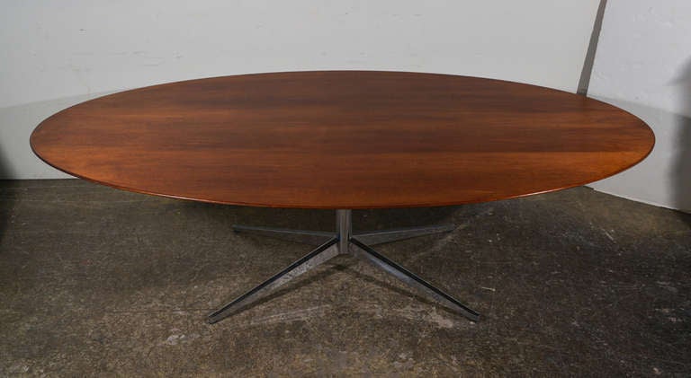 20th Century Walnut Eight Foot Oval Dining Table by Florence Knoll
