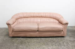 80's Style Glam Blush Colored Leather Sofa