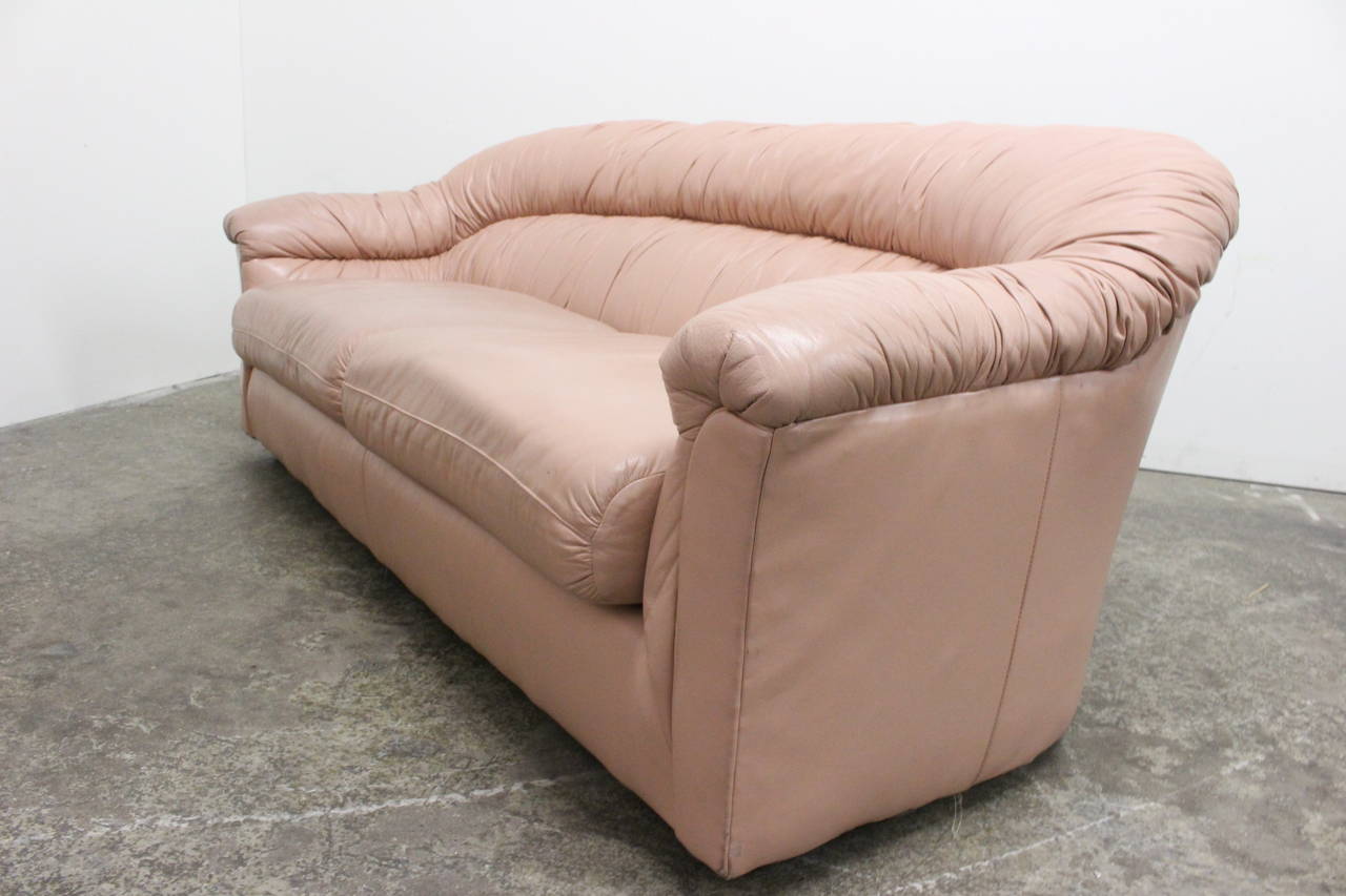 blush leather sofa