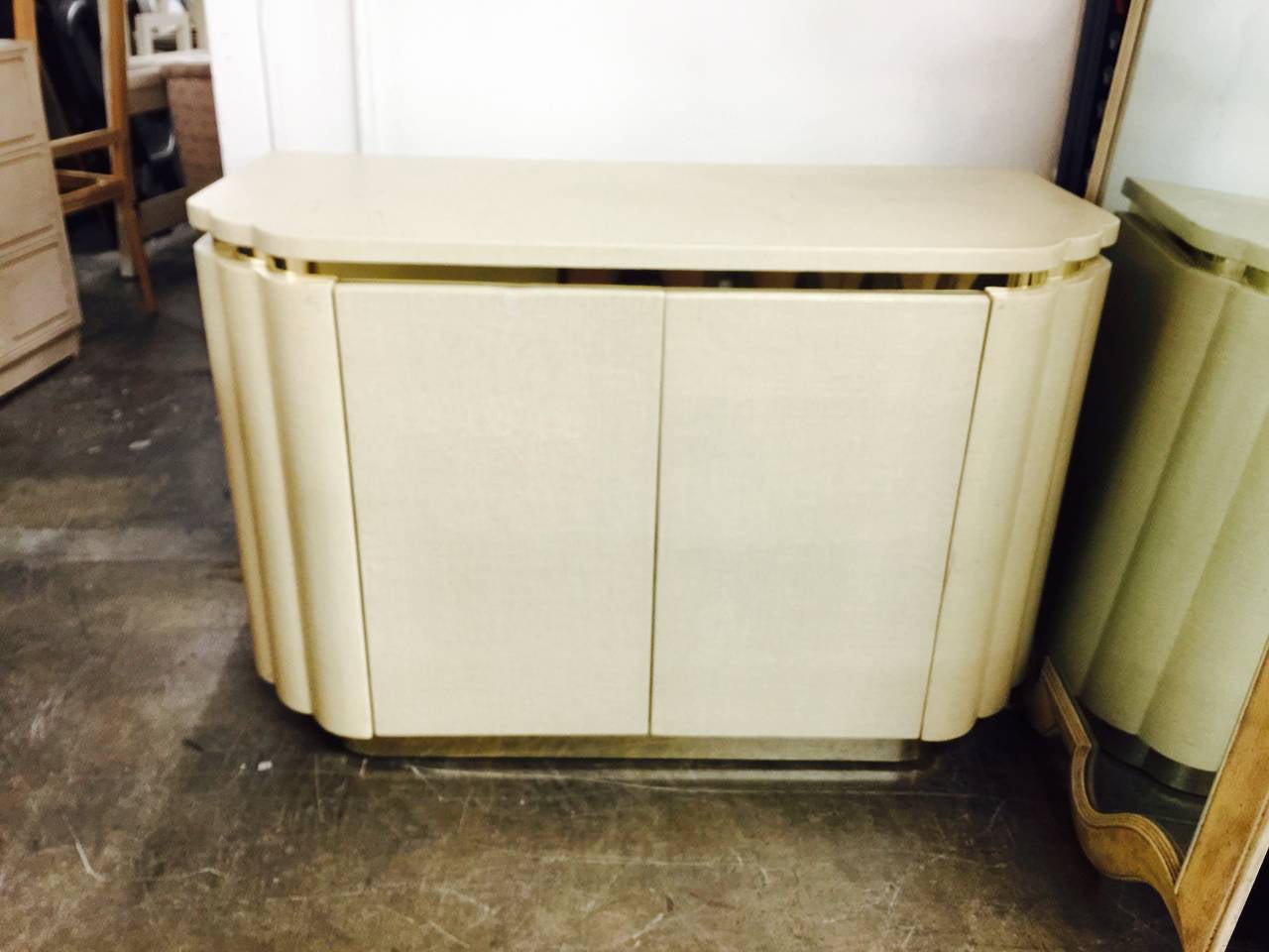 Regency Style Grasscloth Cabinet In Good Condition In Dallas, TX