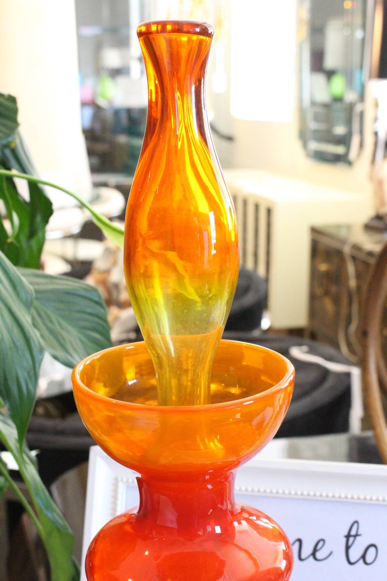 1960s Red-Orange Glass Decanter by Wayne Husted for Blenko 1