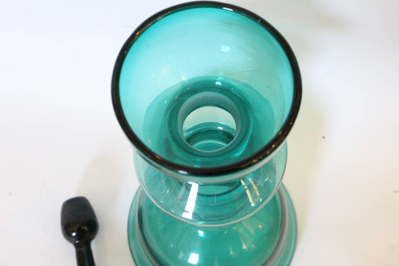 Teal Glass Decanter by Wayne Husted for Blenko In Good Condition In Dallas, TX