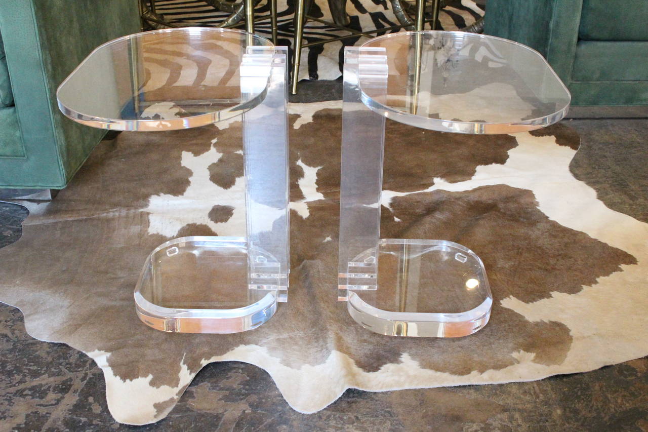 Pair of Lucite side tables, circa 1980s.

Dimensions: 21