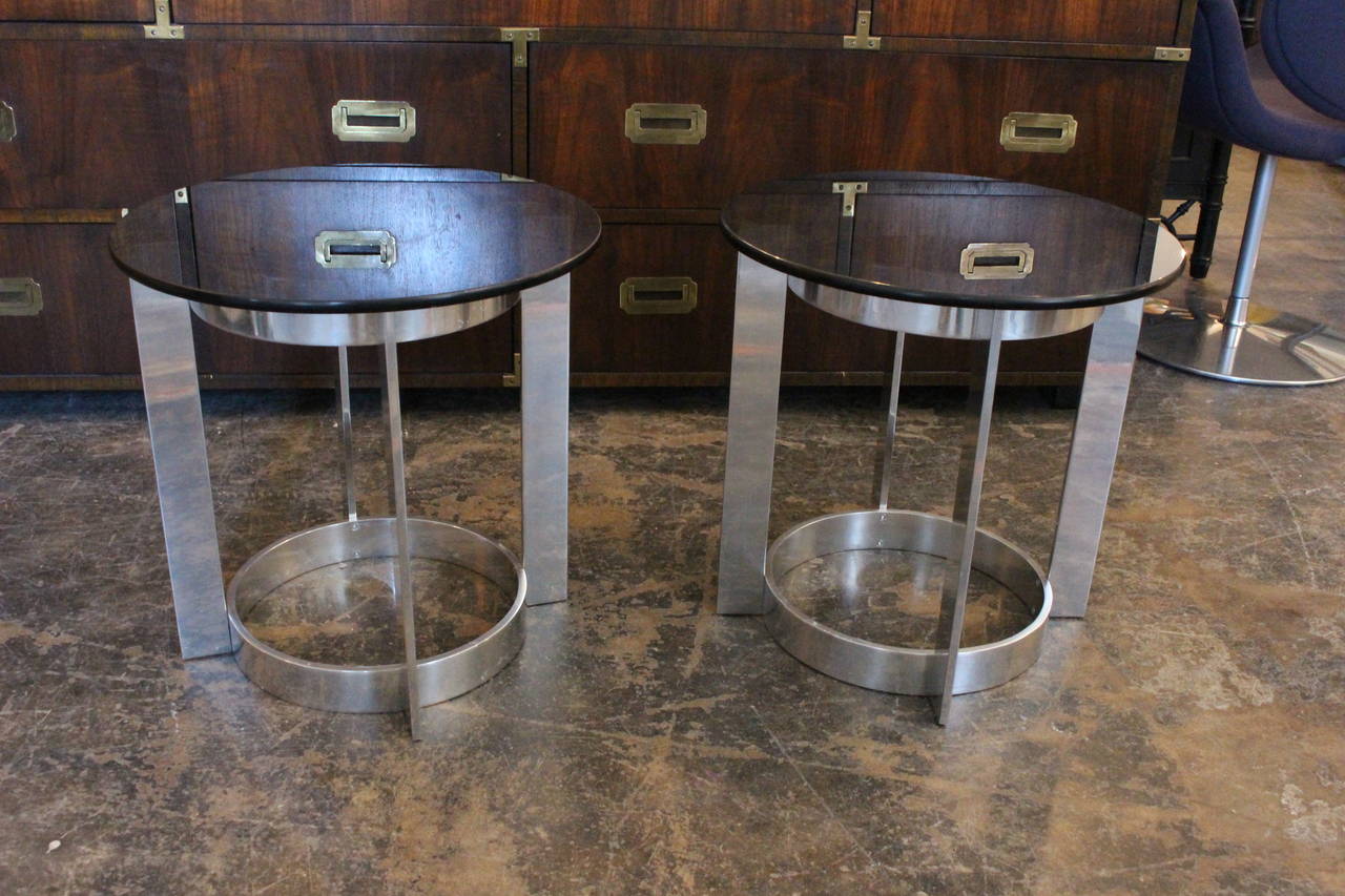 Pair of 1970s French disco side tables, circa 1970s.

Dimensions: 18