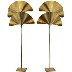 Retro Pair of Tomasso Barbi Brass Floor Lamps