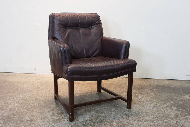 Set of Six Armchairs in Ox Blood Leather by Ed Wormley for Dunbar In Good Condition In Dallas, TX