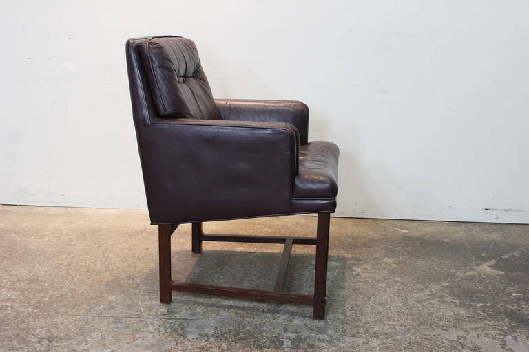 Mid-20th Century Set of Six Armchairs in Ox Blood Leather by Ed Wormley for Dunbar