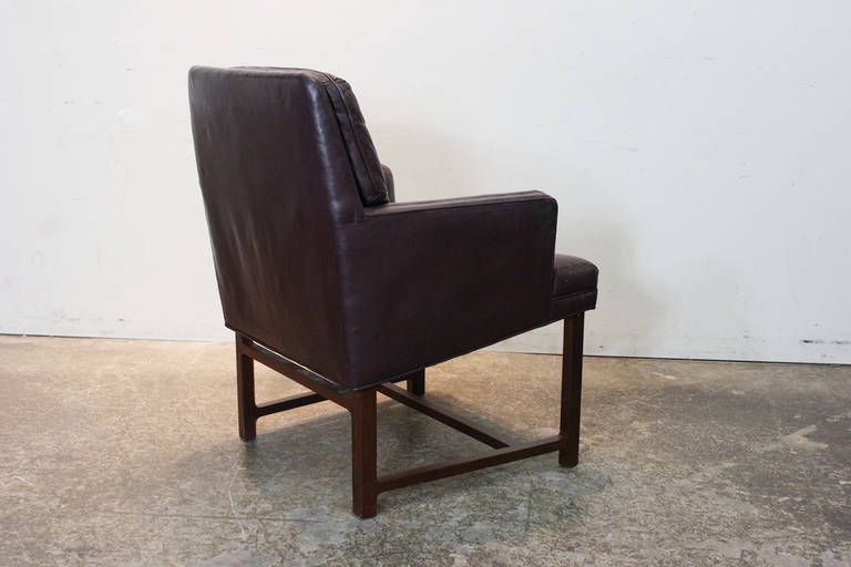 Set of Six Armchairs in Ox Blood Leather by Ed Wormley for Dunbar 1