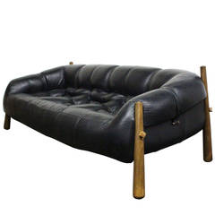 Leather Lounge Sofa by Percival Lafer