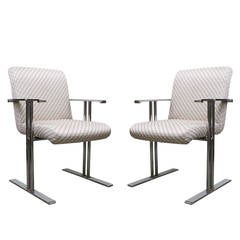 Pair of Chrome Armchairs by Directional