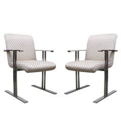 Pair of Chrome Armchairs by Directional 8