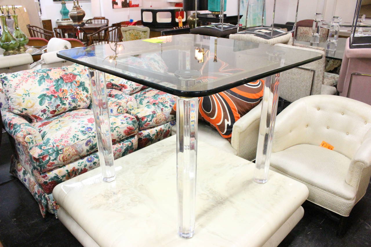 Mid-Century Modern Lucite, Brass and Chrome Game Table by Lion in Frost