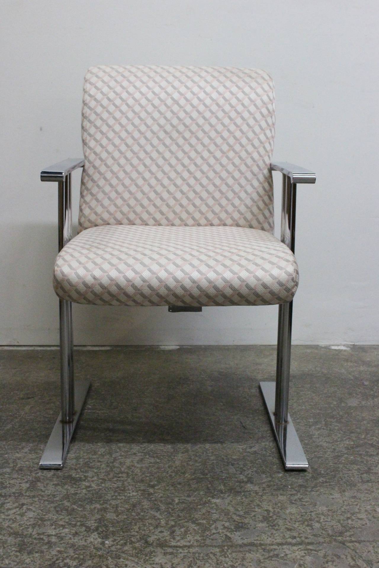 Pair of Chrome Armchairs by Directional In Good Condition In Dallas, TX