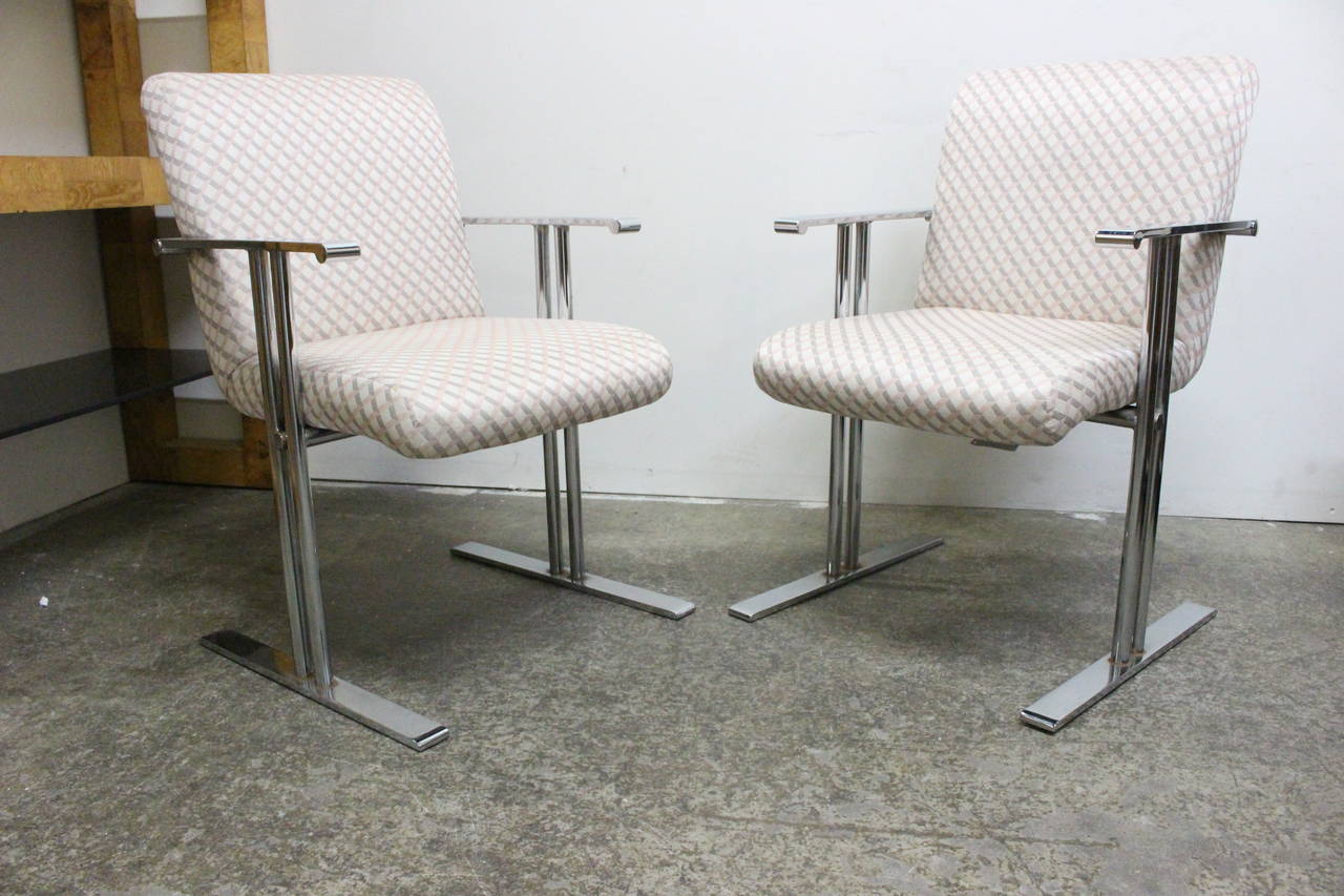 Pair of chrome armchairs by Directional in the style of Milo Baughman.

Dimensions: 23