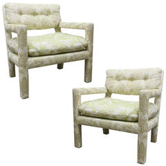 Pair of Open-Arm Parson Style Chairs in the Style Milo Baughman