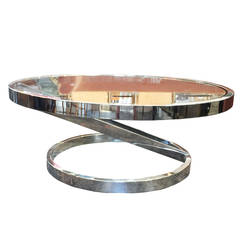 Round Modern Chrome Coffee Table in the Style of Milo Baughman