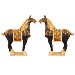 Pair Oversized of Chinese Terracotta Tang Horses