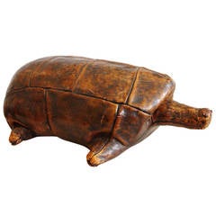English Leather Tortoise Footstool by Dimitri Omersa for Abercrombie & Fitch