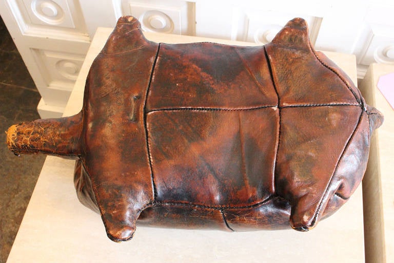 English Leather Tortoise Footstool by Dimitri Omersa for Abercrombie & Fitch 2