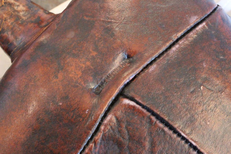 English Leather Tortoise Footstool by Dimitri Omersa for Abercrombie & Fitch 3