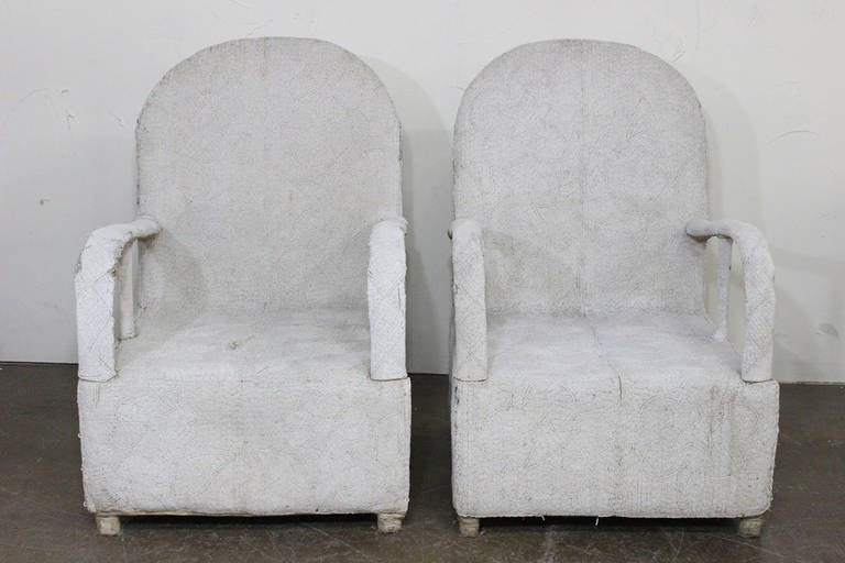 Pair of Nigerian Beaded White Chairs 4
