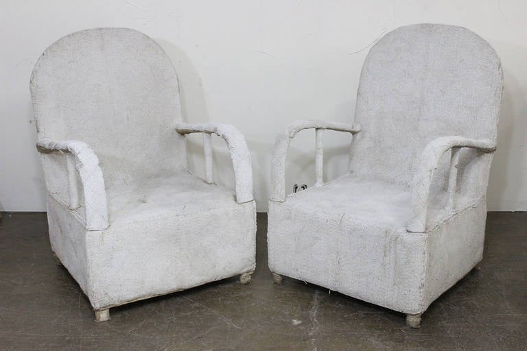 Pair of Nigerian Beaded White Chairs In Good Condition In Dallas, TX