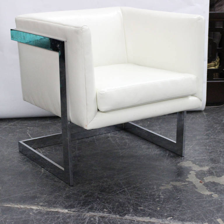 Pair of Milo Baughman Petite Cube Armchairs