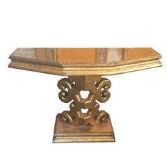 Hollywood Regency Gilded Console Table in the Style of James Mont