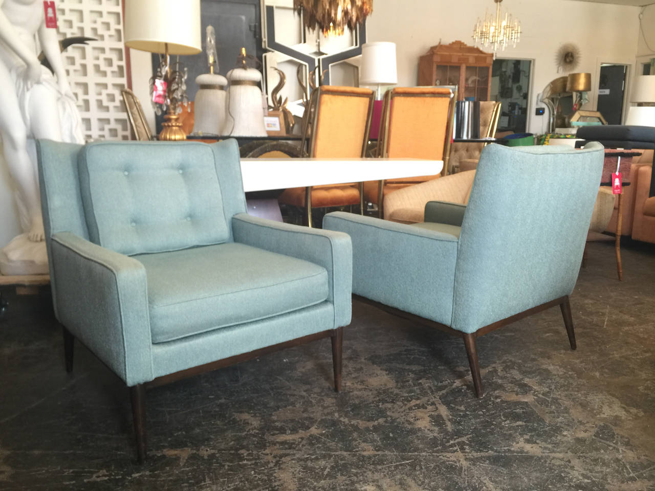American Pair Blue Lounge Chairs by Paul McCobb