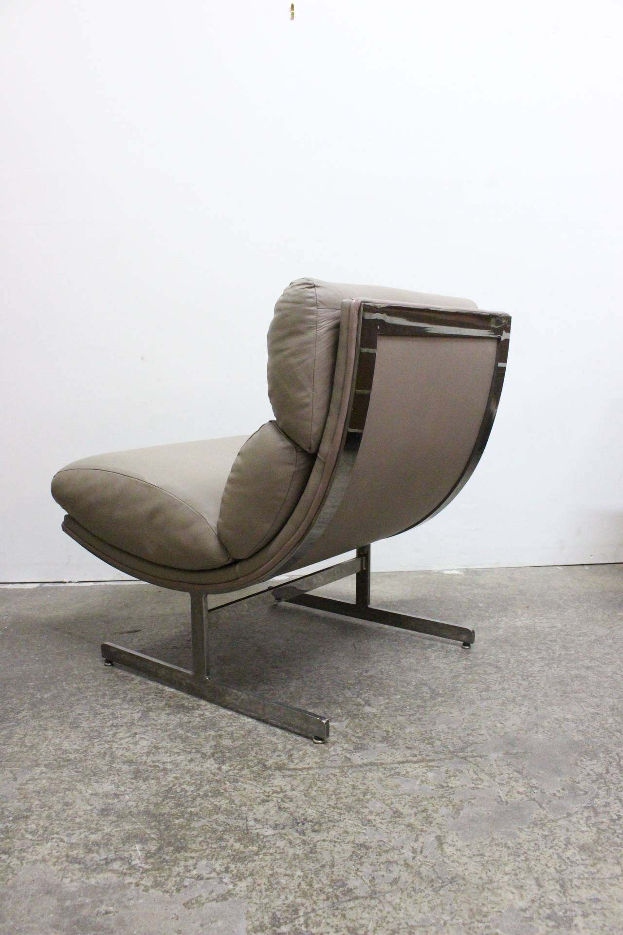 Polished Pair of Leather Chairs by Kipp Stewart for Directional