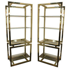 Pair of Brass Shelving's in the Style of Milo Baughman