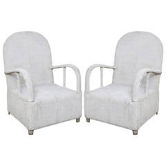 Vintage Pair of Nigerian Beaded White Chairs