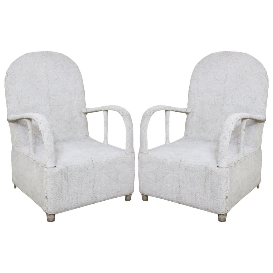 Pair of Nigerian Beaded White Chairs