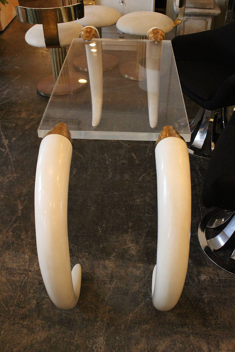 Elephant Tusk Floating Table In Good Condition In Dallas, TX