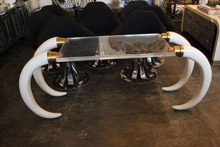 Lucite Elephant Tusk Floating Table