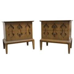 Pair Moroccan Style Hollywood Regency Nightstands by United