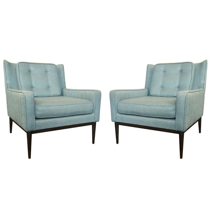 Pair Blue Lounge Chairs by Paul McCobb