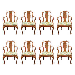 Set of Eight Orange and Green Crocodile Finish Baker Chairs