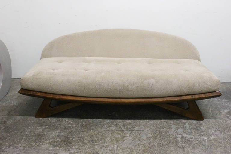 Gondola loveseat in the style of Adrain Pearsall. Upholstery is in good vintage condition but would recommend new upholstery. There are minor scuffs on wood, circa 1960s.

Dimensions: 72