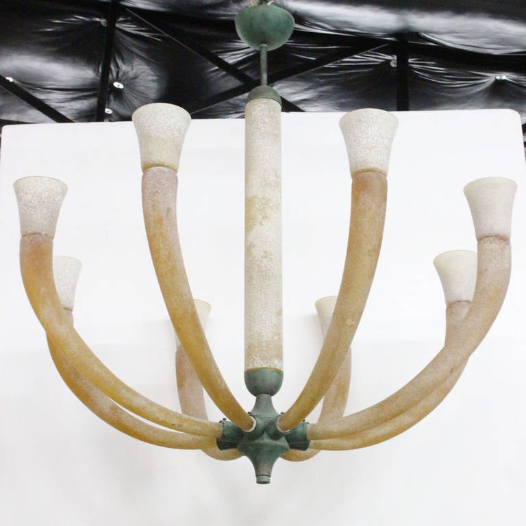 Scavo Glass Chandelier in the Style of Karl Springer