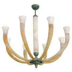 Scavo Glass Chandelier in the Style of Karl Springer