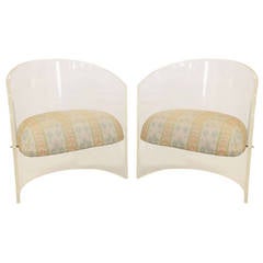 Stylish Pair of Smokey Lucite Chairs