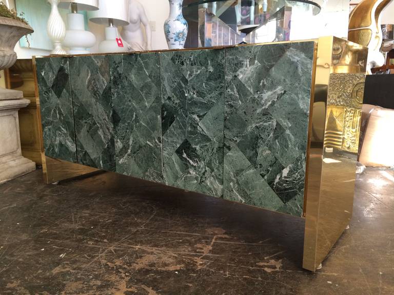 Tessellated Marble and Brass Credenza by Ello