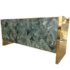 Tessellated Marble and Brass Credenza by Ello