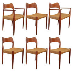 Six Danish Teak Dining Chairs by Hovmand Olsen